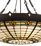 40"W Fleur-De-Lite Tiffany Gothic Inverted Pendant