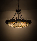 40"W Fleur-De-Lite Tiffany Gothic Inverted Pendant