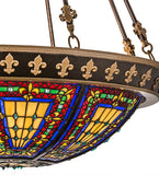 28"W Fleur-De-Lis Tiffany Gothic Inverted Pendant