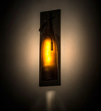 4"W Tuscan Vineyard Frosted Amber Wine Bottle Wall Sconce