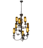 34"W Tuscan Vineyard 9 Lt Wine Bottle Chandelier