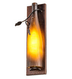 4"W Tuscan Vineyard Frosted Amber Wine Bottle Pocket Wall Sconce