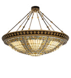 45"W Tiffany Fleur-De-Lis Victorian Semi-Flushmount