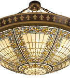 45"W Tiffany Fleur-De-Lis Victorian Semi-Flushmount