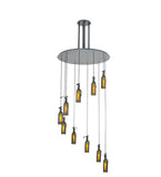 36"W Tuscan Vineyard Etched 10 Wine Bottle Cascading Pendant