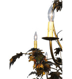 63"W Greenbriar Oak 9 Arm Stained Glass Chandelier