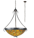 30"W Tiffany Autumn Leaf Rustic Lodge Inverted Pendant