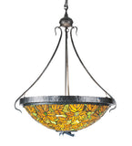 30"W Tiffany Autumn Leaf Rustic Lodge Inverted Pendant
