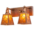 17"W Amber Mica Diamond Mission 2 Lt Vanity Wall Sconce
