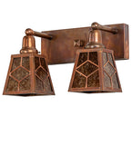 17"W Amber Mica Diamond Mission 2 Lt Vanity Wall Sconce