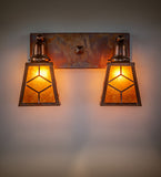 17"W Amber Mica Diamond Mission 2 Lt Vanity Wall Sconce