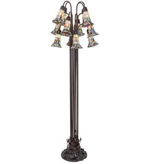 63"H Stained Glass Pond Lily 12 Lt Floor Lamp