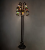 63"H Stained Glass Pond Lily 12 Lt Floor Lamp