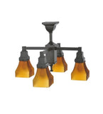 22"W Bungalow Frosted Amber 4 Lt Mission Chandelier