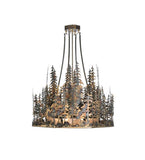 30"W Pine Lake Rustic Lodge Inverted Pendant