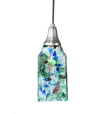 4"Sq Metro Fusion Fiddleheads Draped Fused Glass Modern Mini Pendant