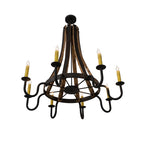 43"W Barrel Stave Madera 8 Lt Rustic Gothic Chandelier