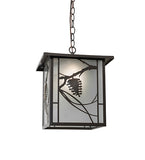 12"Sq Whispering Pines Rustic Lodge Lantern Outdoor Pendant