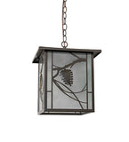 12"Sq Whispering Pines Rustic Lodge Lantern Outdoor Pendant