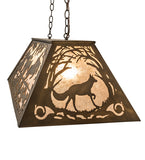 33"L Fox Hunt Rustic Lodge Island/Billiard Pendant