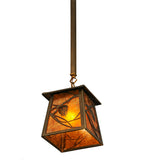 7"Sq Whispering Pines Rustic Lodge Mini Pendant