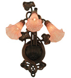 10.5"W Pink Pond Lily 3 Lt Victorian Wall Sconce