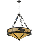 31"W Lone Moose Wildlife Rustic Lodge Inverted Pendant