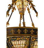 28"W Tiffany Fleur-De-Lis Victorian Semi-Flushmount