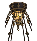 28"W Tiffany Fleur-De-Lis Victorian Semi-Flushmount