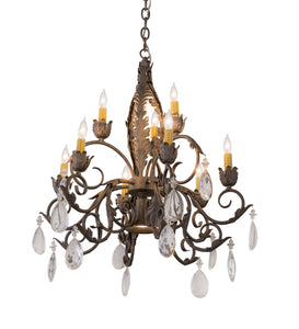 26"W New Country French 9 Lt Glam Chandelier
