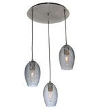 20"W Crackle Orb 3 Lt Mouth Blown Cascading Contemporay Pendant