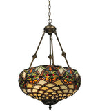 16"W Tiffany Franco Stained Glass Inverted Pendant