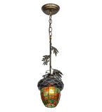 7"W Greenbriar Oak Tiffany Rustic Lodge Mini Pendant