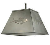 15"Sq Striped Bass Wildlife Rustic Lodge Pendant