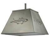 15"Sq Striped Bass Wildlife Rustic Lodge Pendant