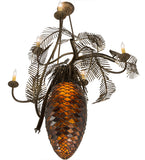 29.5"W Tiffany Pinecone 5 Arm Lodge Chandelier