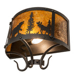13.5"W Wildlife At Pine Lake Rustic Lodge Wall Sconce