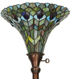 73"H Tiffany Jeweled Peacock Torchiere