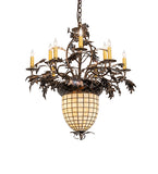 28.5"W Tiffany Greenbriar Oak 9 Arm Rustic Lodge Chandelier