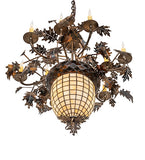 28.5"W Tiffany Greenbriar Oak 9 Arm Rustic Lodge Chandelier