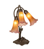 16"H Amber/Purple Tiffany Pond Lily 3 Lt Accent Lamp