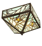 21"Sq Backyard Friends Wildlife Stained Glass Flush Mount