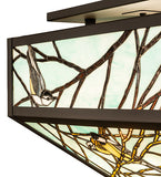 21"Sq Backyard Friends Wildlife Stained Glass Flush Mount