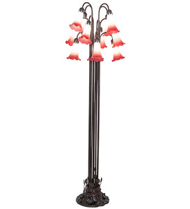 63"H Pink & White Tiffany Pond Lily 12 Lt Floor Lamp