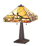 25"H Woodland Berries Floral Stained Glass Table Lamp