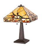25"H Woodland Berries Floral Stained Glass Table Lamp