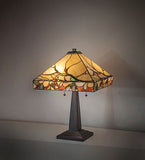 25"H Woodland Berries Floral Stained Glass Table Lamp
