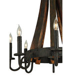 24"W Barrel Stave Madera 8 Lt Gothic Chandelier