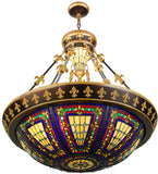 28"W Tiffany Fleur-De-Lis W/Uplights Inverted Pendant