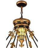 28"W Tiffany Fleur-De-Lis W/Uplights Inverted Pendant